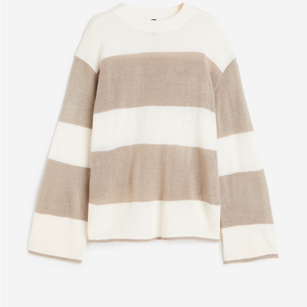 H&M taupe/striped sweater - M